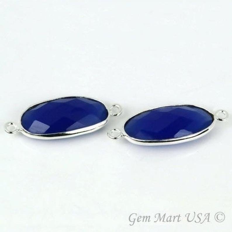 Oval 10x20mm Double Bail Silver Bezel Connector