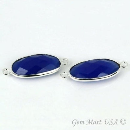 Oval 10x20mm Double Bail Silver Bezel Connector