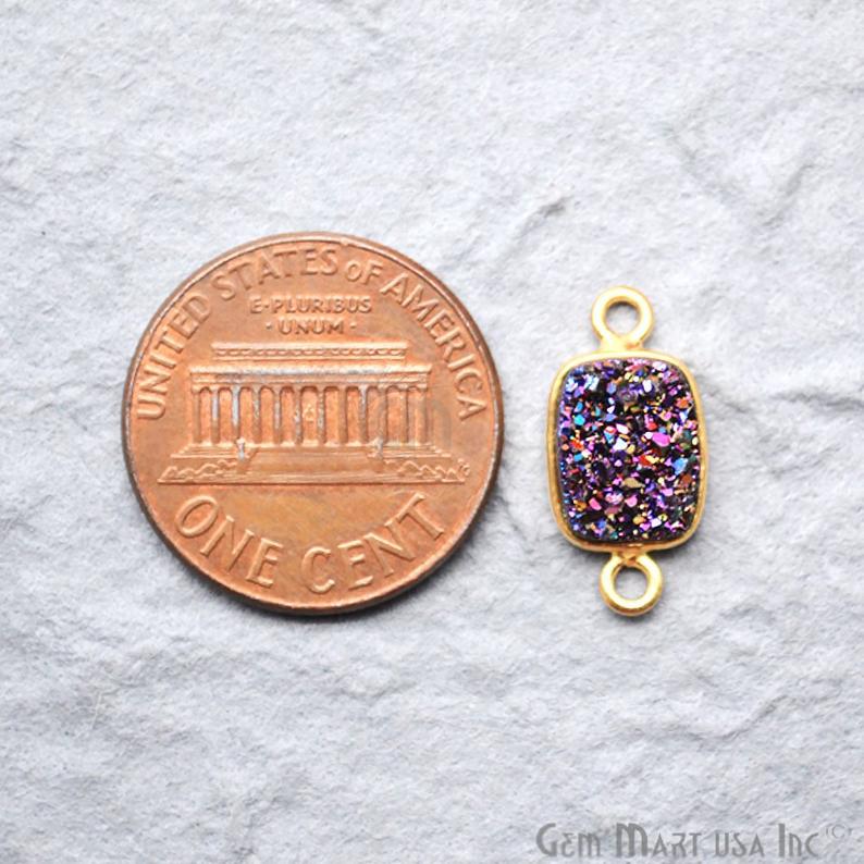 Titanium Druzy 7x9mm Octagon Double Bail Gold Bezel Connector