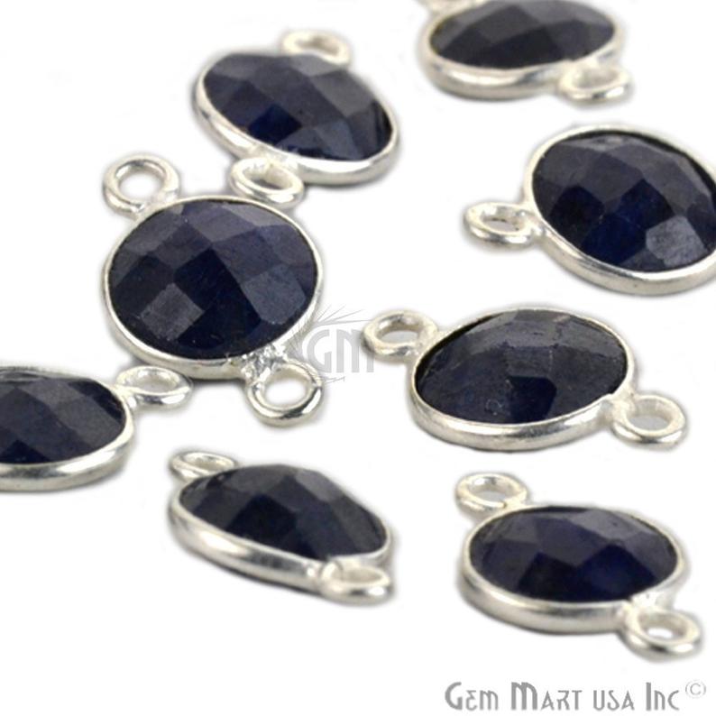 Round 8mm Double Bail Silver Plated Gemstone Bezel Connector