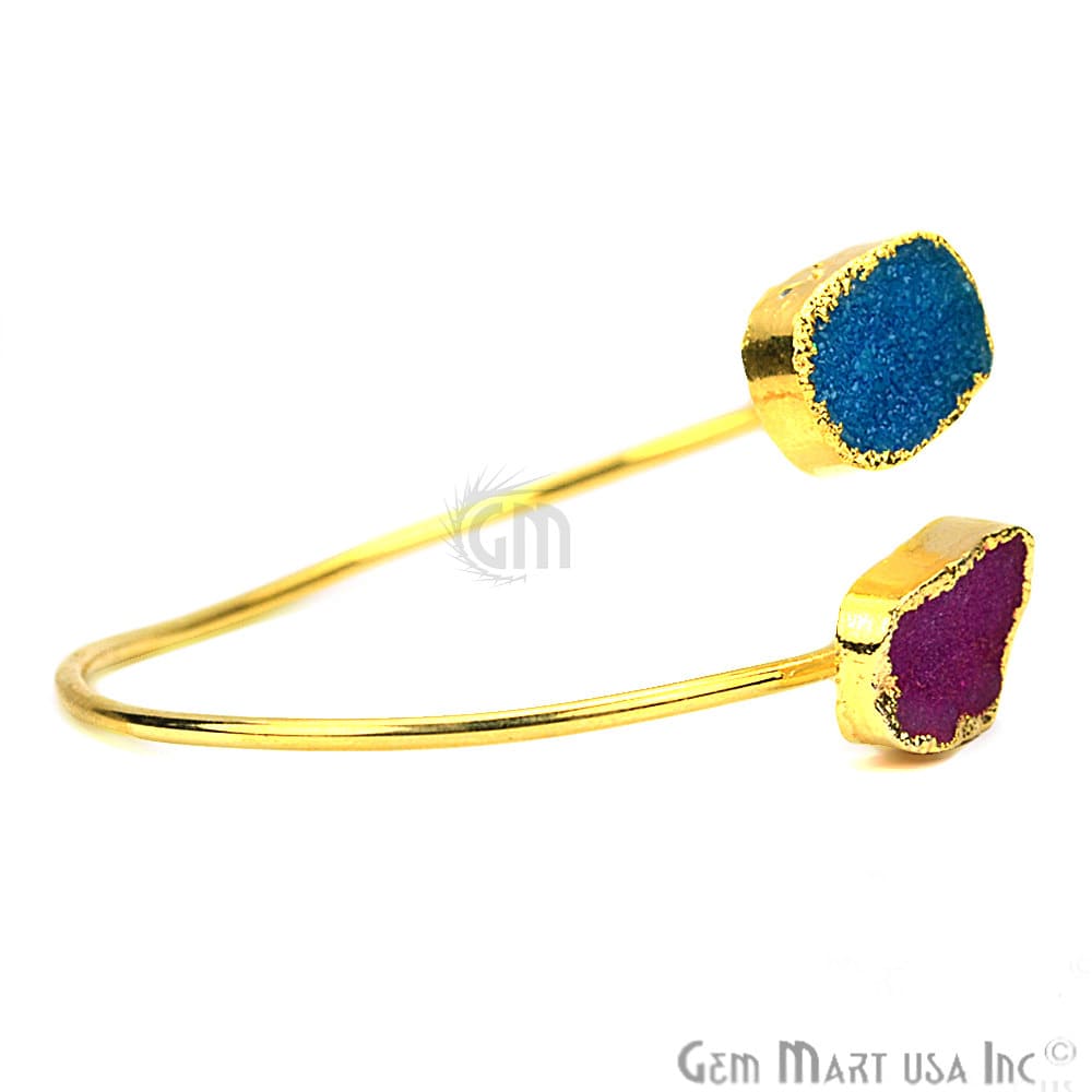 Elegant Adjustable Double Druzy Gemstone Stacking Bangle Bracelet - GemMartUSA (754815008815)