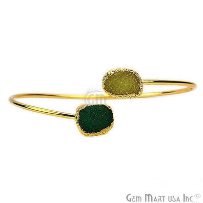 Elegant Adjustable Double Druzy Gemstone Stacking Bangle Bracelet - GemMartUSA (754815500335)