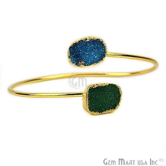 Elegant Adjustable Double Druzy Gemstone Stacking Bangle Bracelet - GemMartUSA (754816876591)