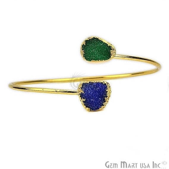 Elegant Adjustable Double Druzy Gemstone Stacking Bangle Bracelet - GemMartUSA (754817433647)