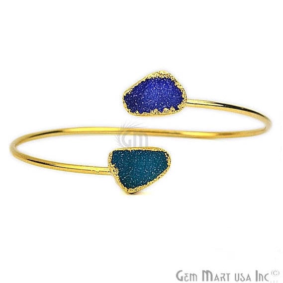 Rough Druzy Adjustable Gold Plated Gemstone Women's Bracelet