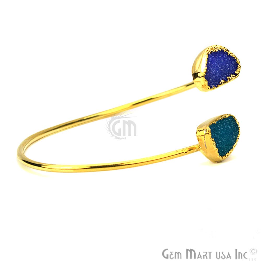 Elegant Adjustable Double Druzy Gemstone Stacking Bangle Bracelet - GemMartUSA (754953224239)