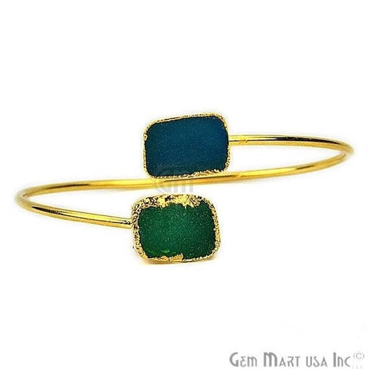 Elegant Adjustable Double Druzy Gemstone Stacking Bangle Bracelet - GemMartUSA (754961809455)