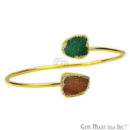 Elegant Adjustable Double Druzy Gemstone Stacking Bangle Bracelet - GemMartUSA (754962497583)