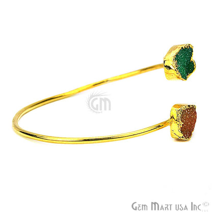 Elegant Adjustable Double Druzy Gemstone Stacking Bangle Bracelet - GemMartUSA (754962497583)