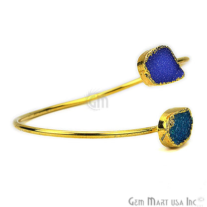 Elegant Adjustable Double Druzy Gemstone Stacking Bangle Bracelet - GemMartUSA (754963742767)