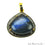 Labradorite Cabochon with Natural Pave Diamond Setting 26x25mm Gold Vermeil Gemstone Necklace Pendant - GemMartUSA