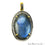 Labradorite Cabochon with Natural Pave Diamond Setting 34x22mm Gold Vermeil Gemstone Necklace Pendant - GemMartUSA