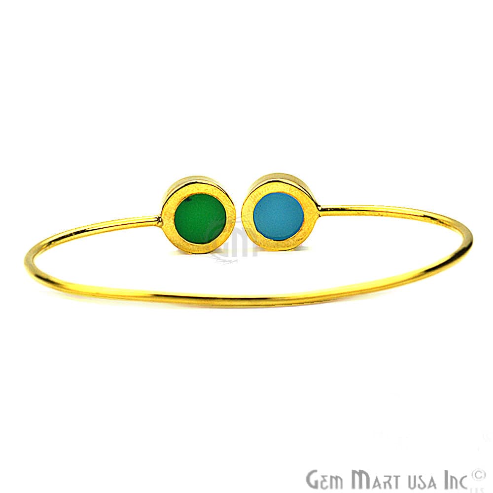 Elegant Adjustable Double Druzy Gemstone Gold Plated Stacking Bangle Bracelet - GemMartUSA (754970951727)