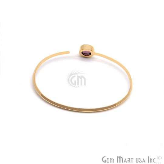 Rose chalcedony Gemstone Handmade Adjustable Gold Plated Stacking Bangle Bracelet - GemMartUSA (754972950575)