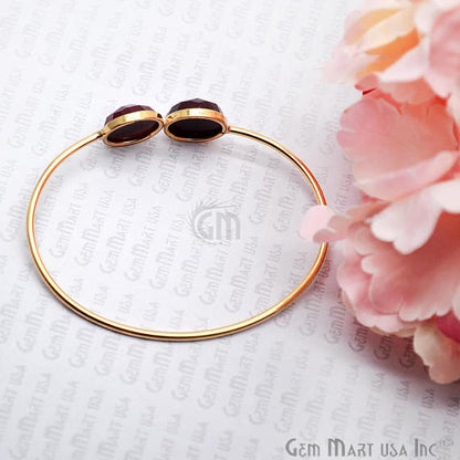 Ruby 14mm Round Shape Adjustable Interlock Gold Plated Stacking Bangle Bracelet - GemMartUSA