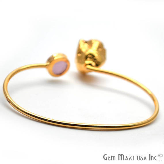 Gold Electroplated Adjustable Gemstone with Geode Druzy Stacking Bangle Bracelet - GemMartUSA