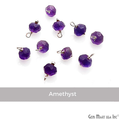 10pc Lot Faceted Tiny Silver Wire Wrapped Connector (Pick Gemstone) - GemMartUSA