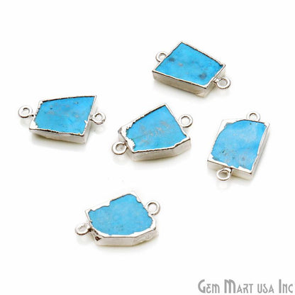 Free Form Shape 23x13mm Silver Electroplated Connectors (Pick Stone)