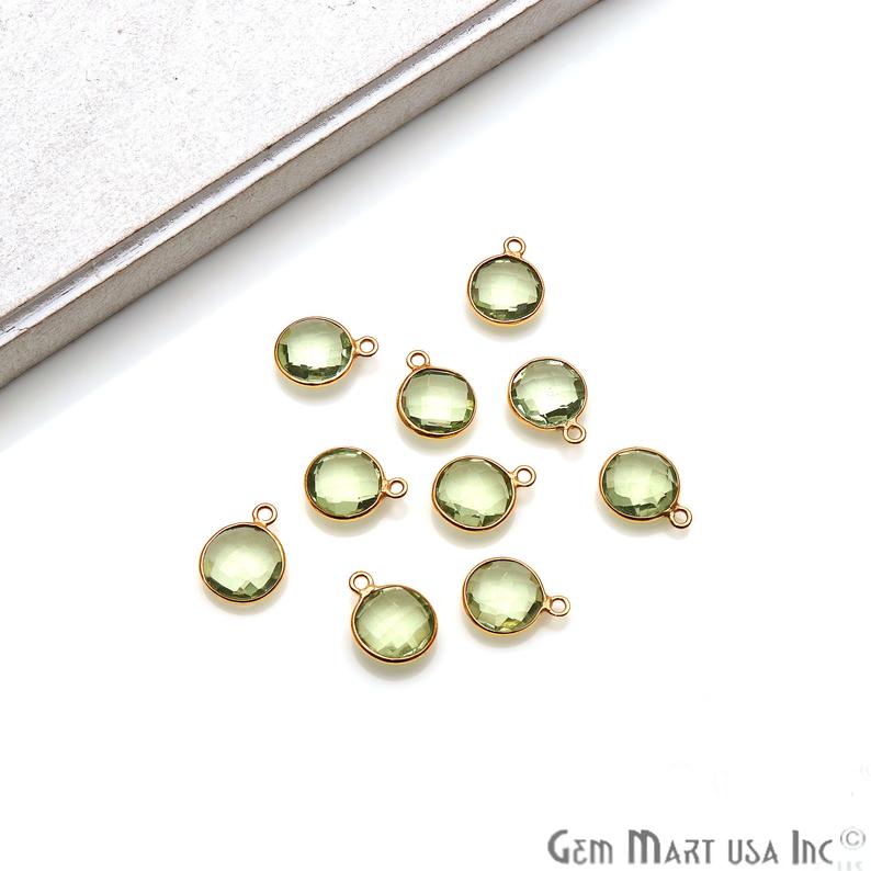 Round 10mm Single Bail Gold Plated Gemstone Bezel Connector