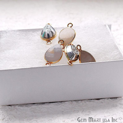 Window Druzy 8x12mm Pears Bezel Cave Druzy Connector (Pick Color, Bail, Plating)