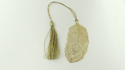 Feather-shaped Brass Metal Bookmark with tassel |3x1.41" inches Gold Finish Plated Bookmark- Reader’s Gift, Mother’s Day Gift