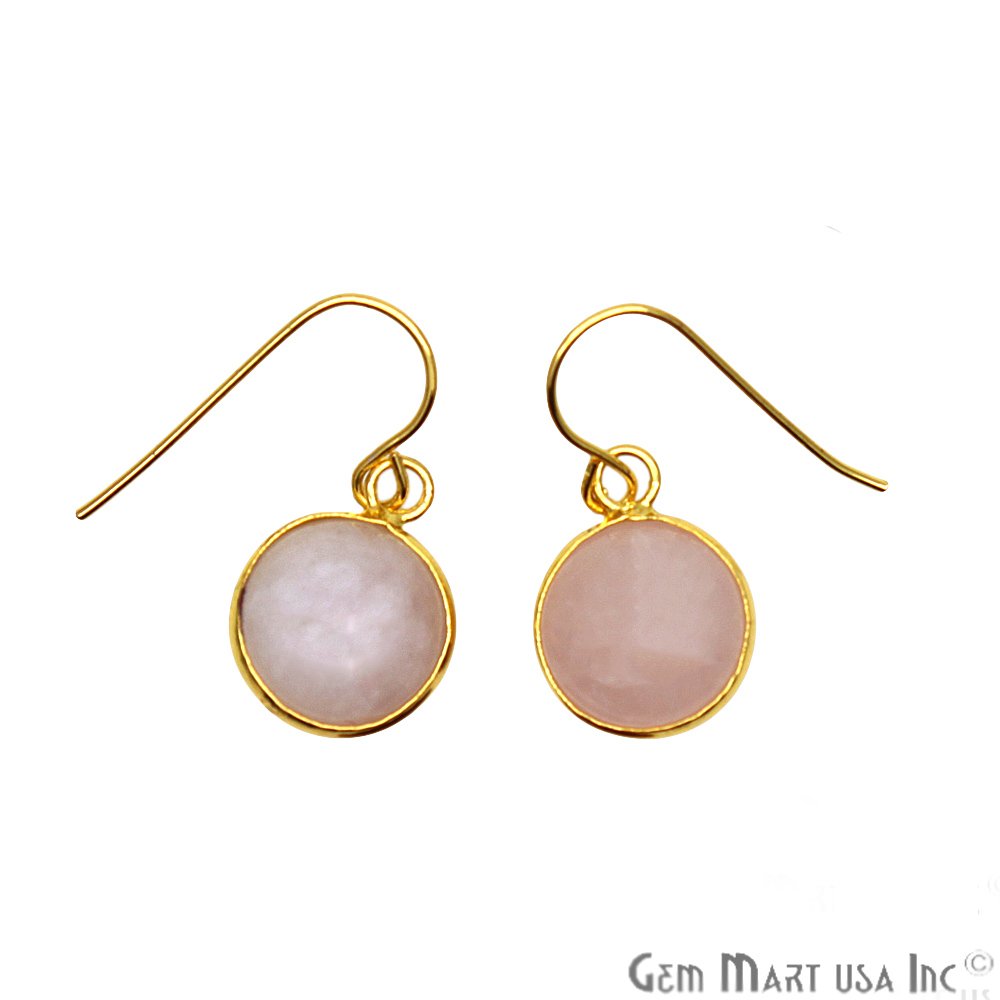 Round Gemstone 12mm Gold Plated Dangle Hook Earring Choose Your Gemstone (CHPR) - GemMartUSA