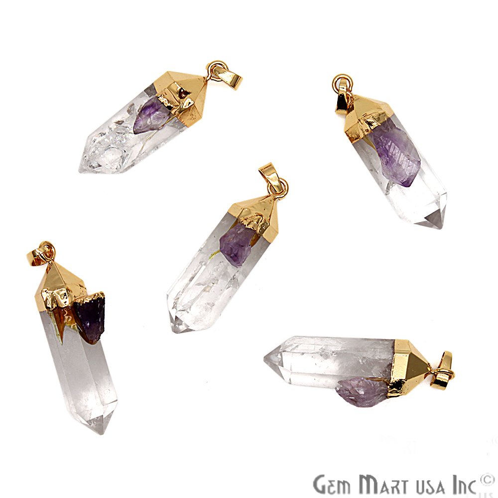 DIY, Point Pendant, Pendants for Necklaces, Gold Bail 38x50mm Gemstone Pendant (CHPR-50748) - GemMartUSA