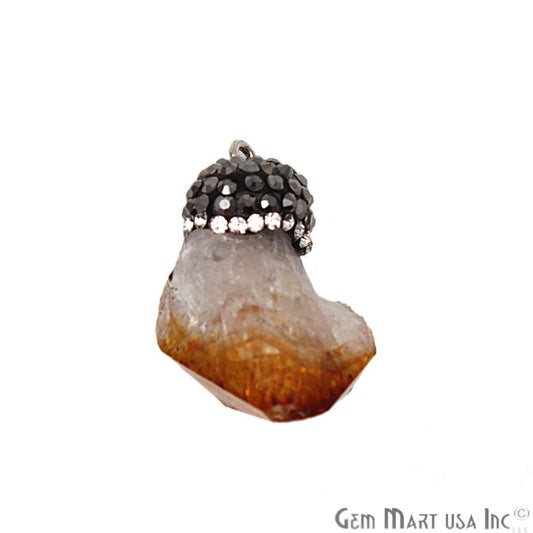 DIY, Citrine Rough Pendant, Pendants for Necklaces, Gold Bail 31x19mm Gemstone Pendant (CHPR-50749) - GemMartUSA