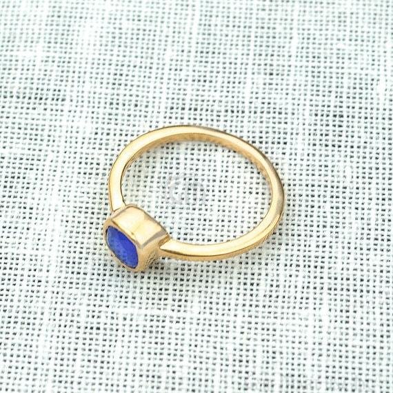 Gold Plated 6mm Cushion Shape Single Gemstone Solitaire Ring - GemMartUSA