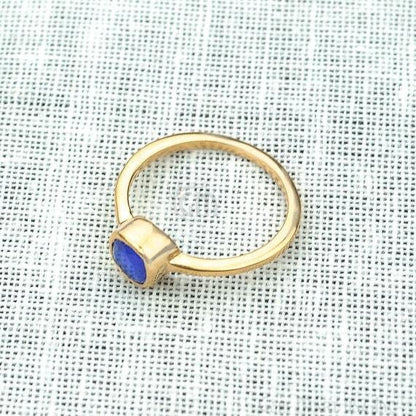 Gold Plated 6mm Cushion Shape Single Gemstone Solitaire Ring - GemMartUSA