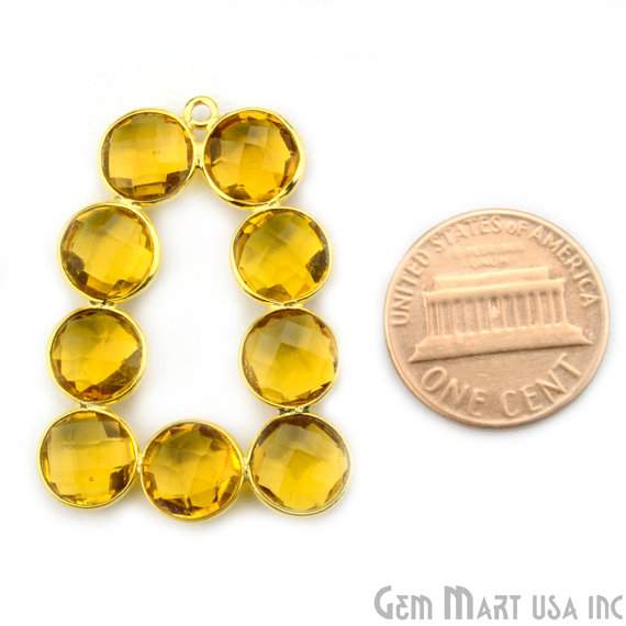 Citrine 36x27mm Gold Plated Gemstone Bezel Component - GemMartUSA