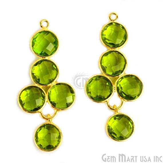 Peridot 41x18mm Gold Plated Gemstone Bezel Component - GemmartUSA