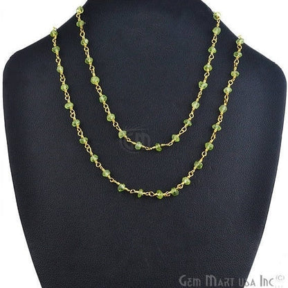 Round Faceted Beads Wire Wrapped Necklace Chain