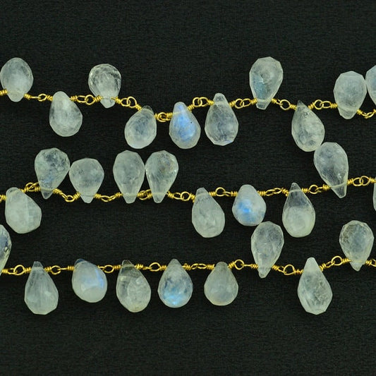 Rainbow Briolette Beads Gold Wire Wrapped Cluster Rosary Chain - GemmartUSA (763796095023)