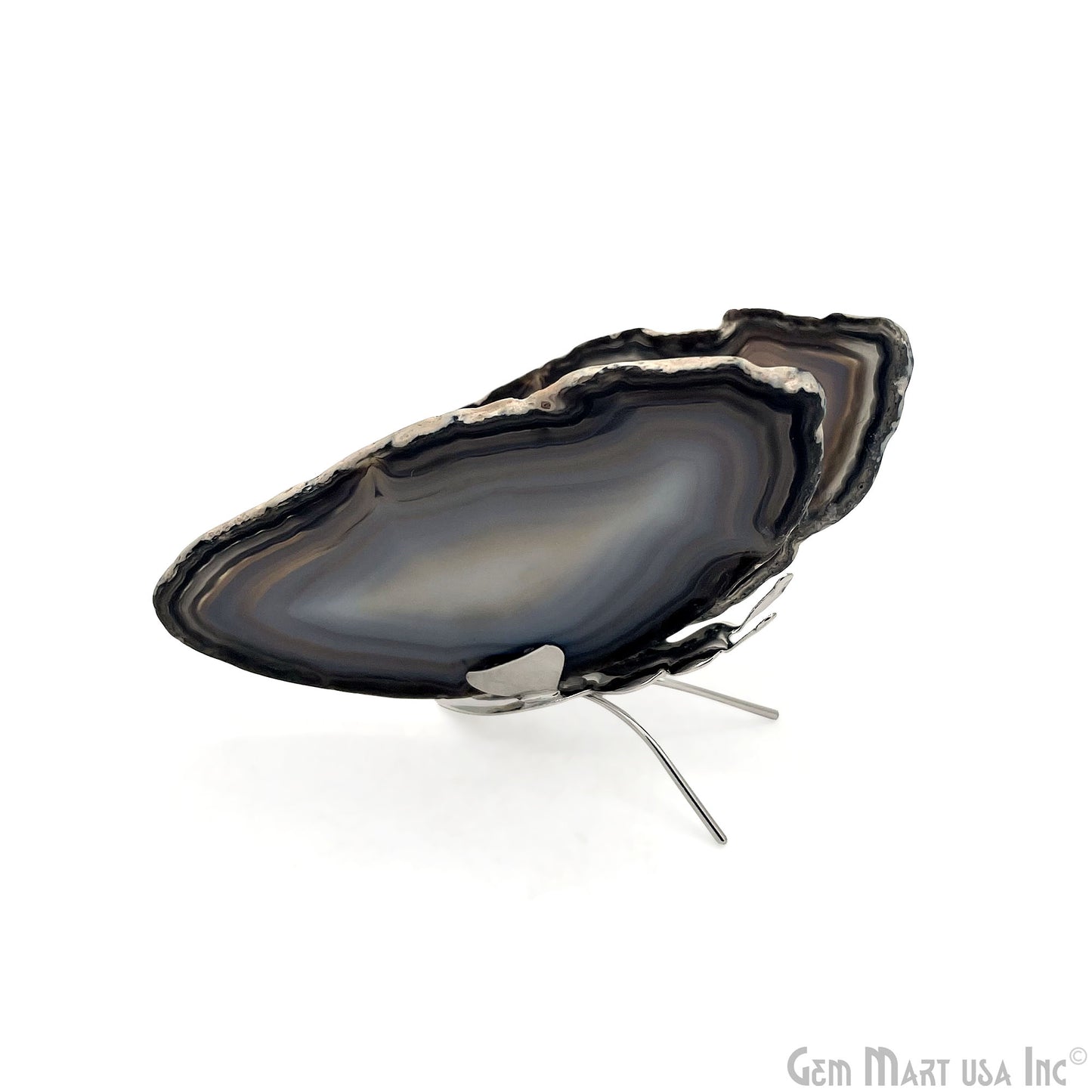 Gray Agate Slice Butterfly, Natural Agate Décor, Butterfly Wing Home Décor, Agate Geode, Natural Gemstone Butterfly