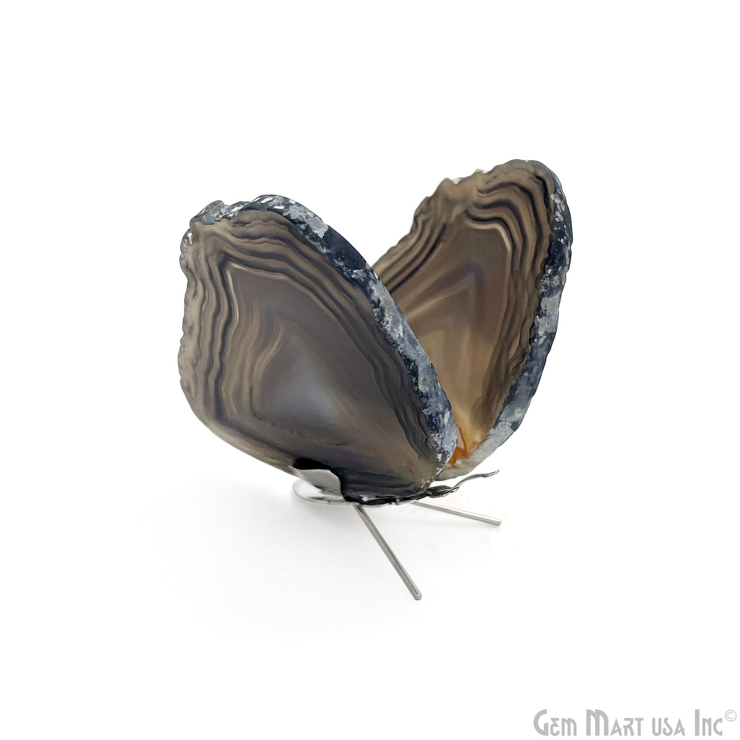 Gray Agate Slice Butterfly, Natural Agate Décor, Butterfly Wing Home Décor, Agate Geode, Natural Gemstone Butterfly