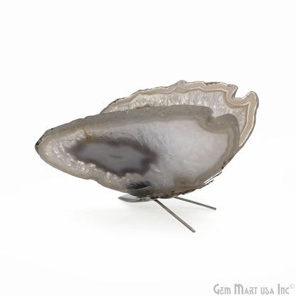 Gray Agate Slice Butterfly, Natural Agate Décor, Butterfly Wing Home Décor, Agate Geode, Natural Gemstone Butterfly