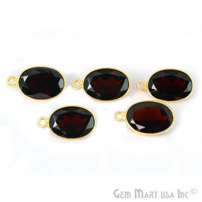 Natural Garnet Bezel Connector Oval Shape 24K Gold Plated Single Bail Connector (GT-10202) - GemMartUSA