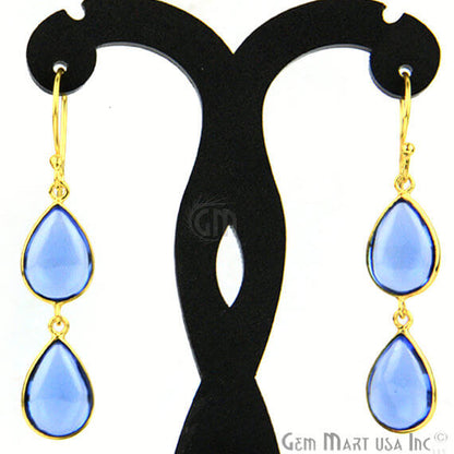 Tanzanite 10x52mm Gold Plated Gemstone Dangle Earrings - GemMartUSA