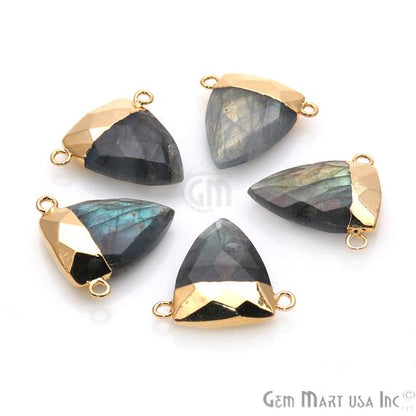 Labradorite 23x22mm Triangle Shape Cat Bail Gold Plated Gemstone Connector Charm - GemMartUSA