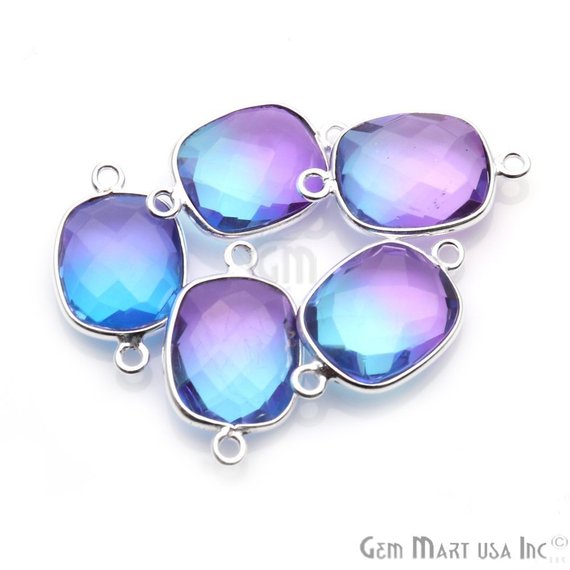 Doublet Aura Quartz 10x12mm Octagon Connector (Pick Color,Plating,Bail) - GemMartUSA