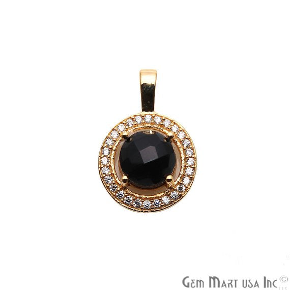 Round Shape 20x13mm Cubic Zircon Gemstone Dangle Pendant (50120) (Pick Your Gemstone, Plating) - GemMartUSA