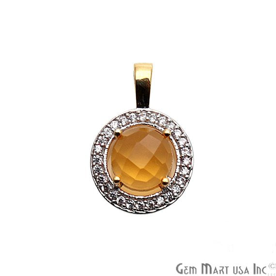 Round Shape 20x13mm Cubic Zircon Gemstone Dangle Pendant (50120) (Pick Your Gemstone) - GemMartUSA