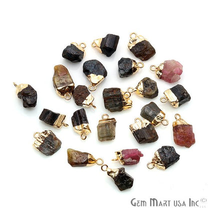 Rough Gemstone Gold Electroplated Single Bail Connector Charm