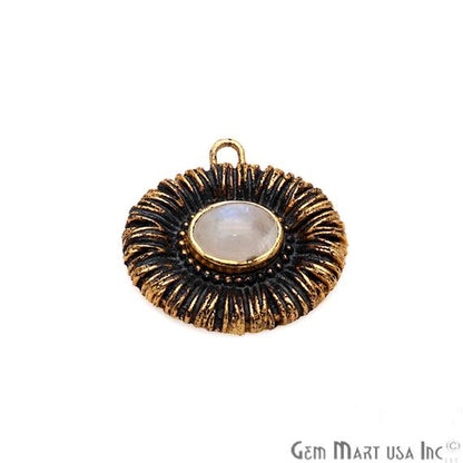 DIY Rainbow Moonstone 24x23mm Oxidized Gold Earring Finding Connector - 1pc - GemmartUSA