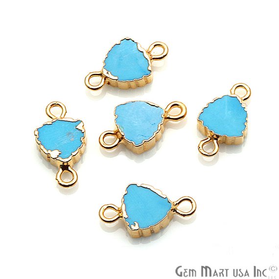 Trillion 8mm Gemstone Zig Zag Gold Edged Connector (Pick Gemstone, Bail) - GemMartUSA