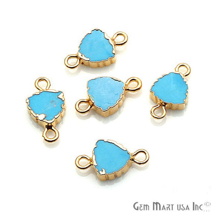 Trillion 8mm Gemstone Zig Zag Gold Edged Connector (Pick Gemstone, Bail) - GemMartUSA