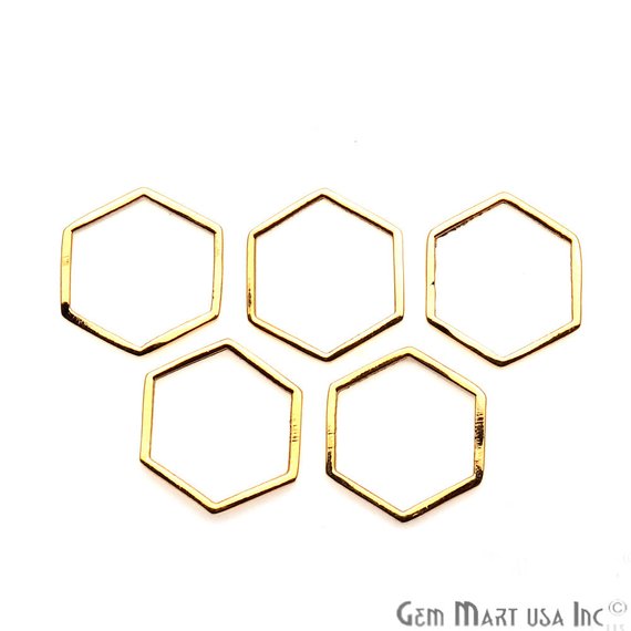 Hexagon Finding, 14mm Gold Finding, Filigree Findings, Bracelets Charm - GemmartUSA