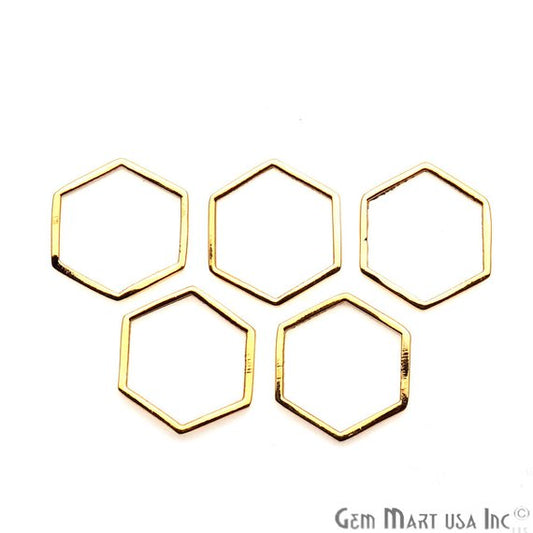 Hexagon Finding, 14mm Gold Finding, Filigree Findings, Bracelets Charm - GemmartUSA