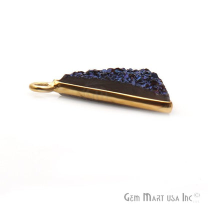 Titanium Druzy 16mm Triangle Gold Plated Single Bail Gemstone Connector (Pick Color) - GemMartUSA